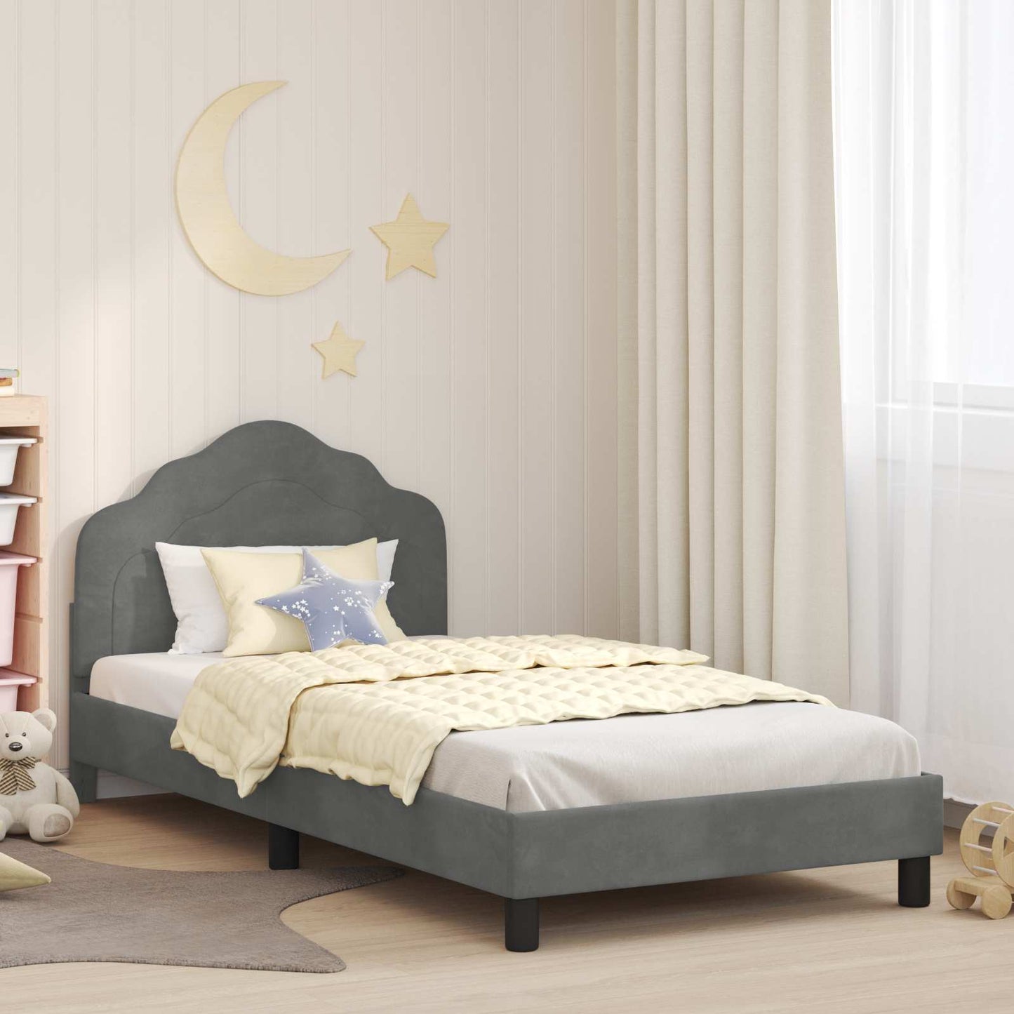 Struttura letto bambini con testata Grigio scuro 90 x 190 cm