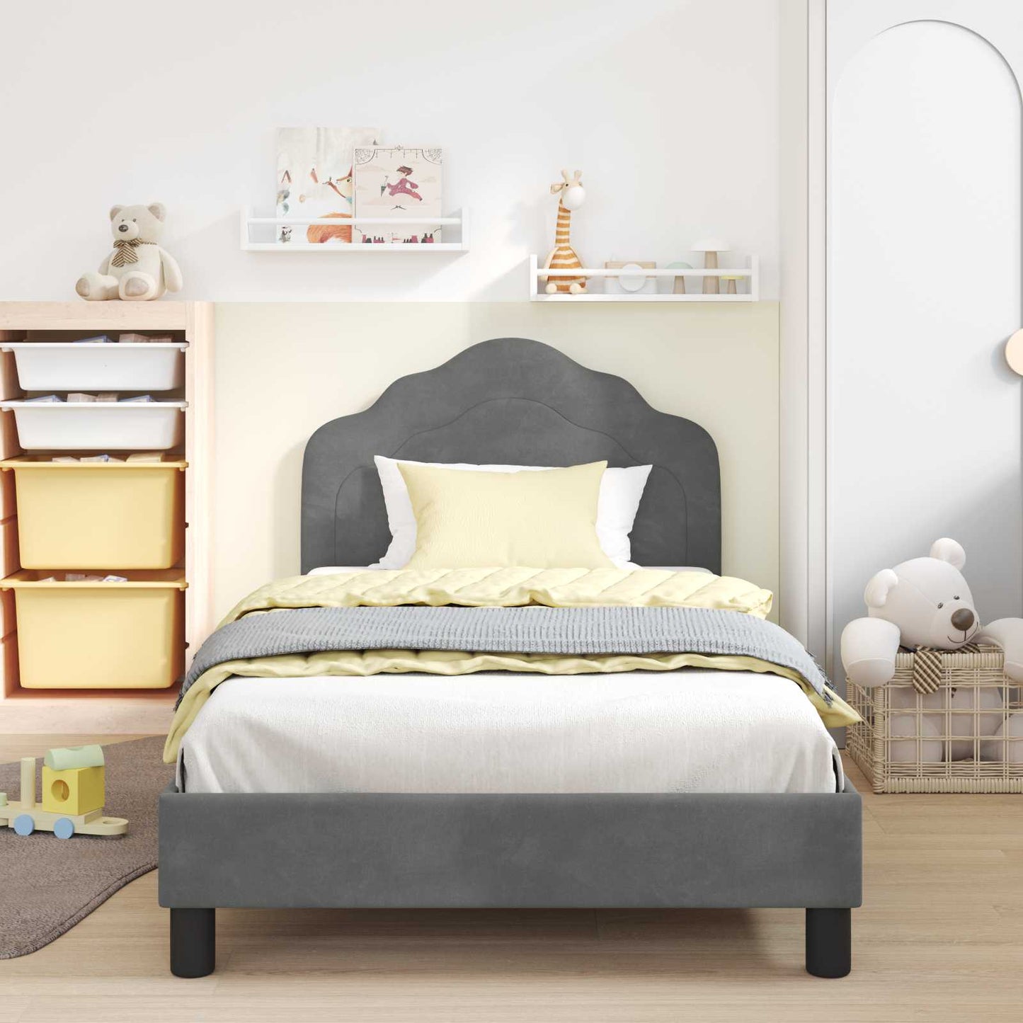 Struttura letto bambini con testata Grigio scuro 90 x 190 cm