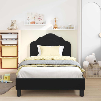 Struttura letto bambini con testata Nero 90 x 190 cm Velluto