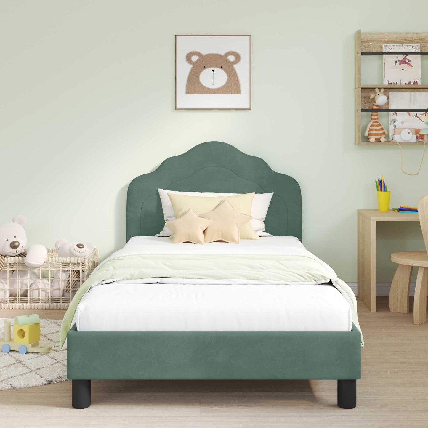 Struttura letto bambini con testata Verde Mare 90 x 190 cm