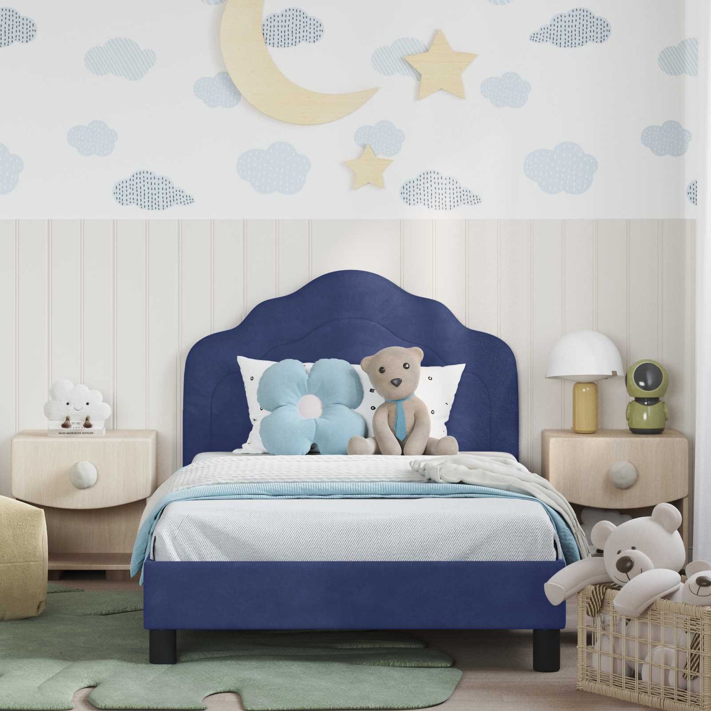 Struttura letto bambini con testata Blu Polizia 90 x 190 cm