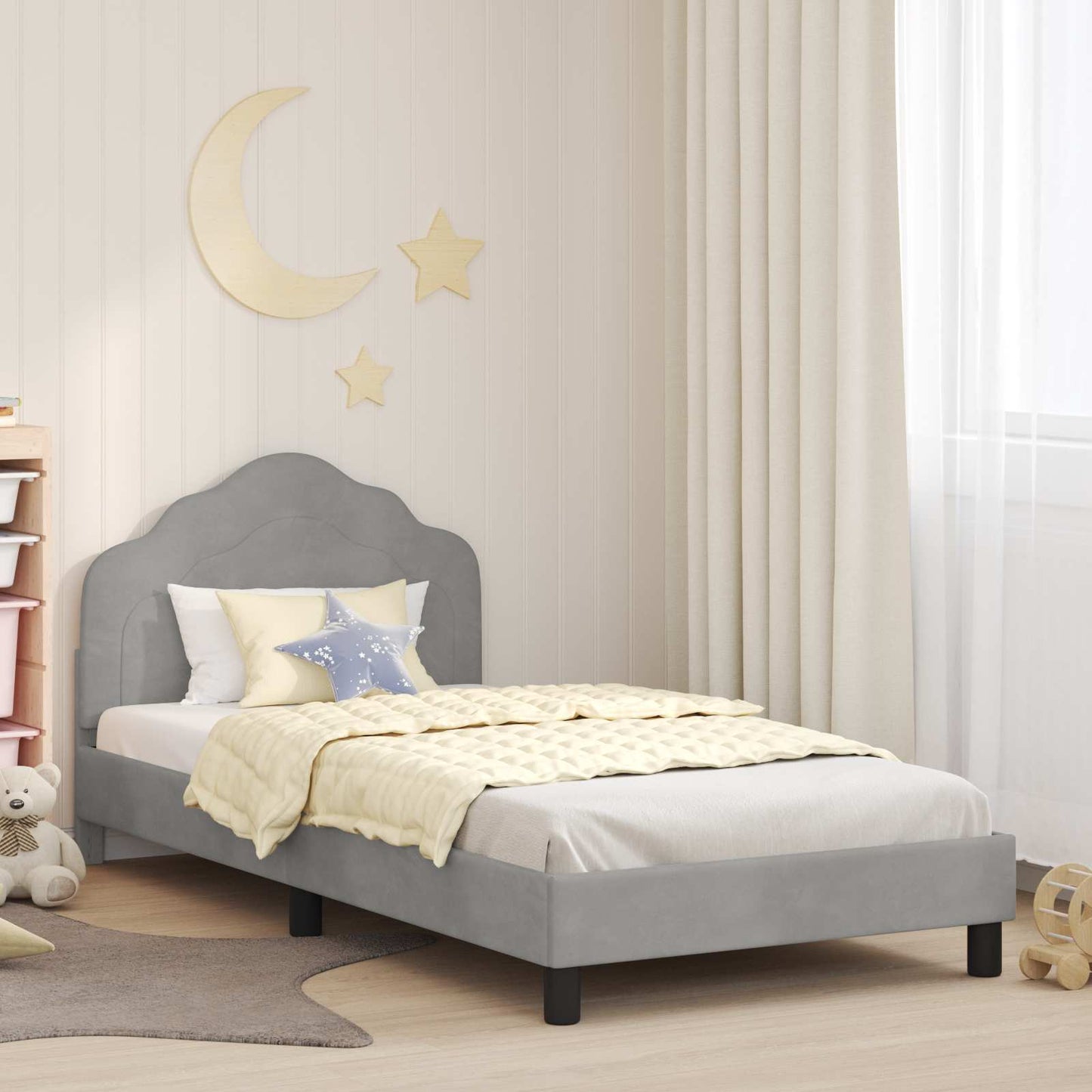 Struttura letto bambini con testata Grigio chiaro 90 x 200 cm