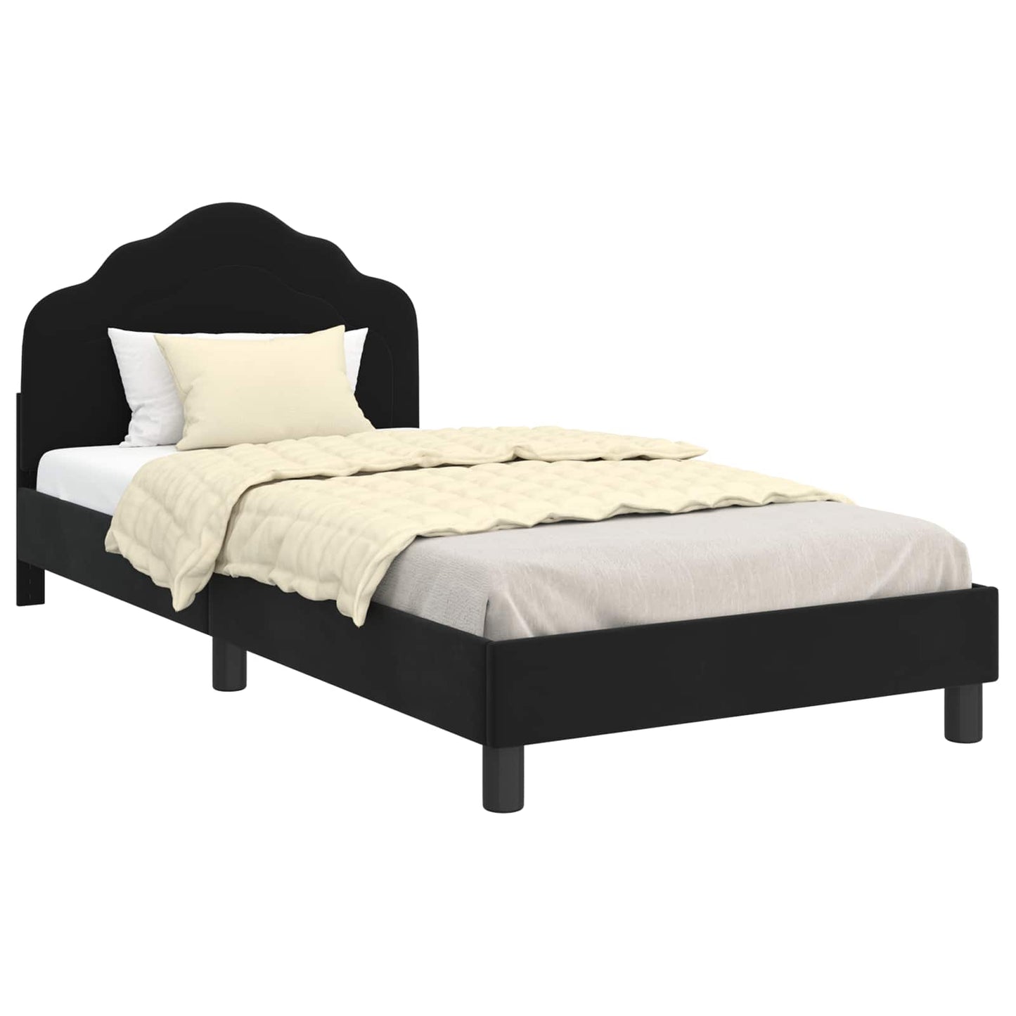 Struttura letto bambini con testata Nero 90 x 200 cm Velluto