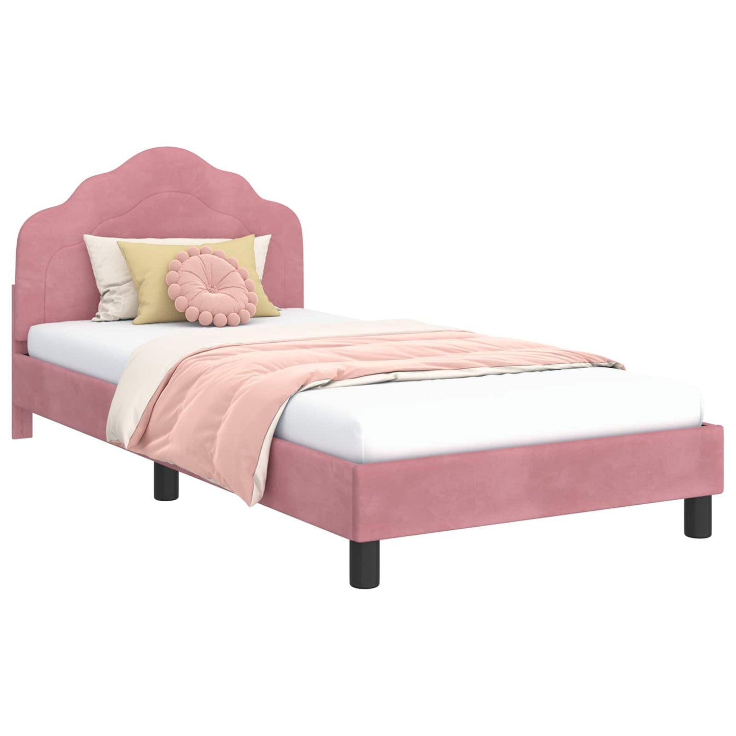 Struttura letto bambini con testata Rosa 90 x 200 cm Velluto