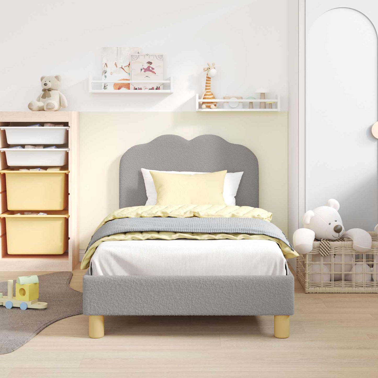 Struttura letto bambini con testata Grigio chiaro 80 x 160 cm