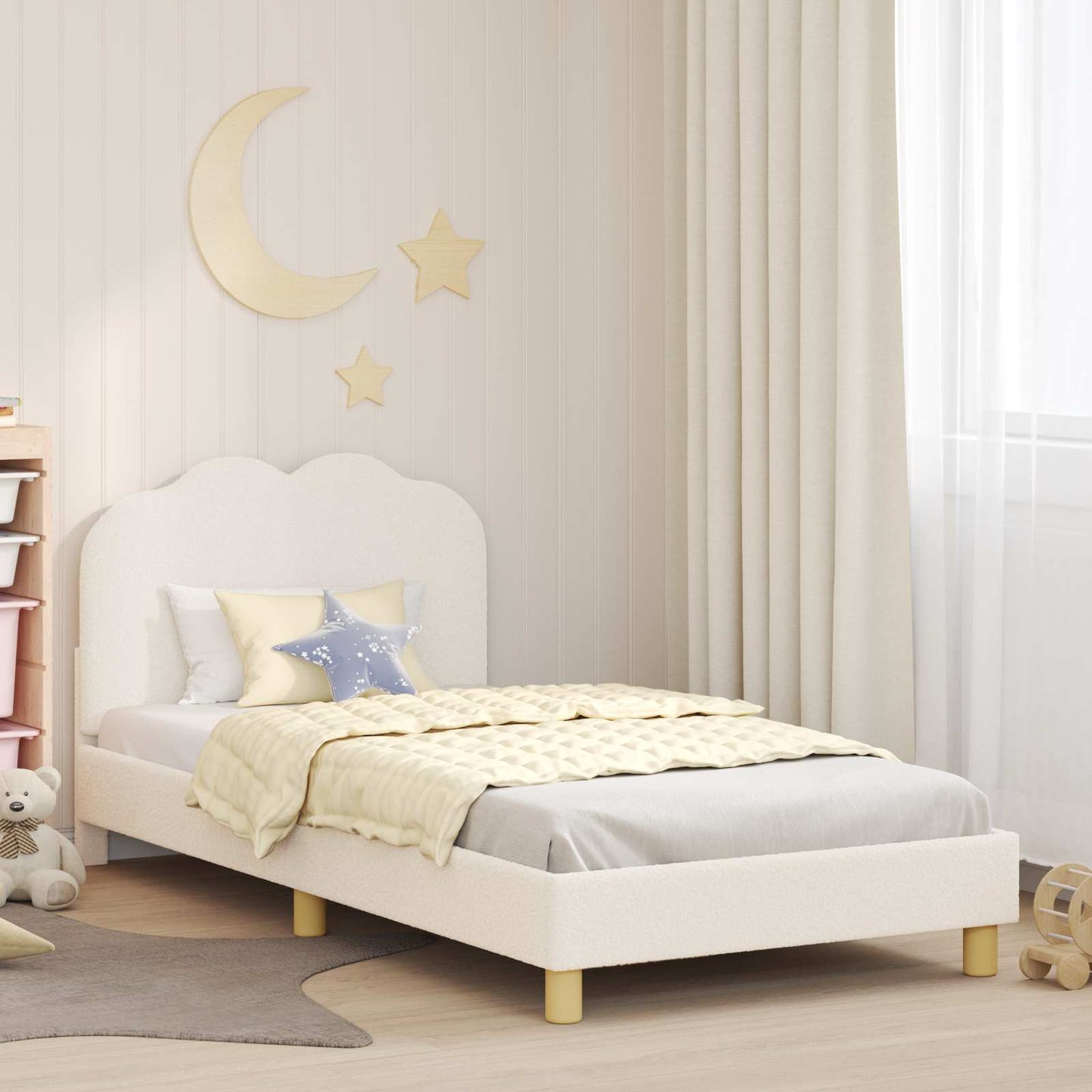 Struttura letto bambini con testata Crema 80 x 200 cm