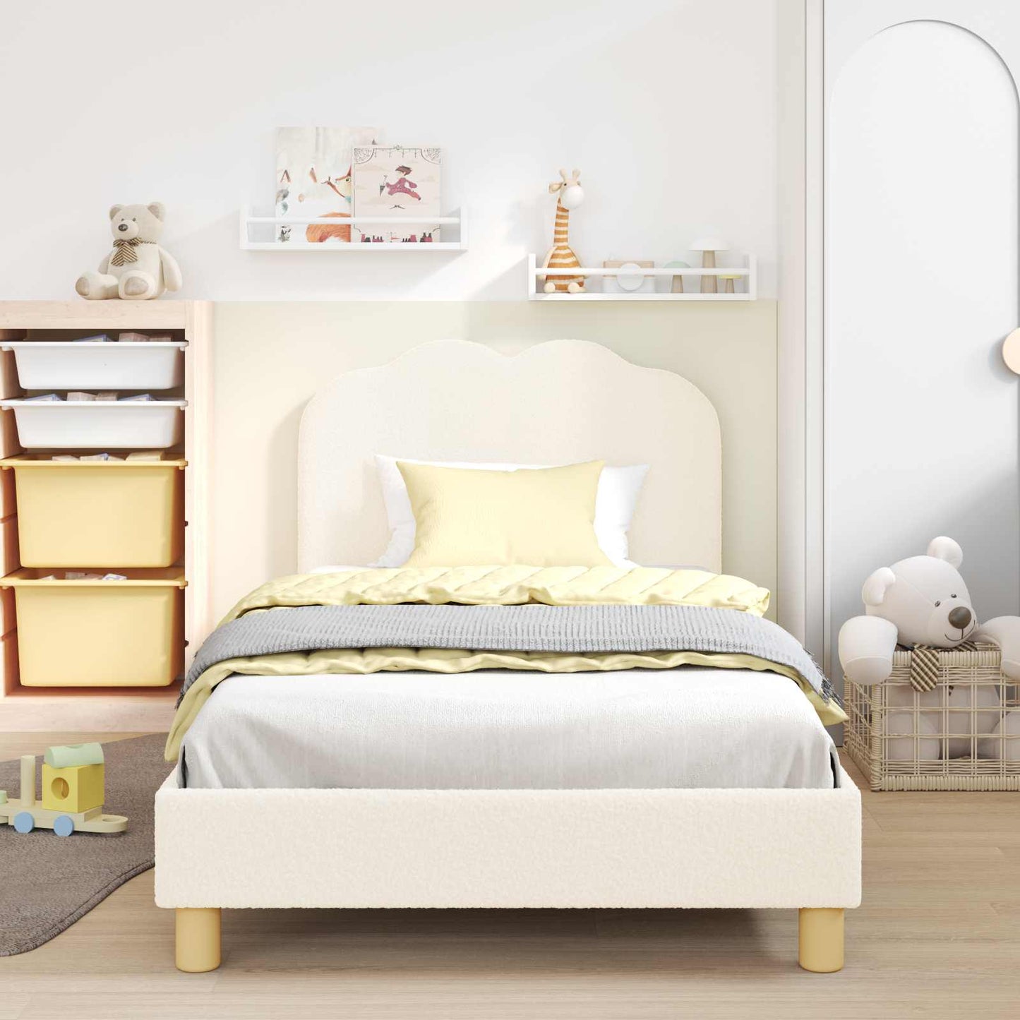 Struttura letto bambini con testata Crema 90 x 190 cm