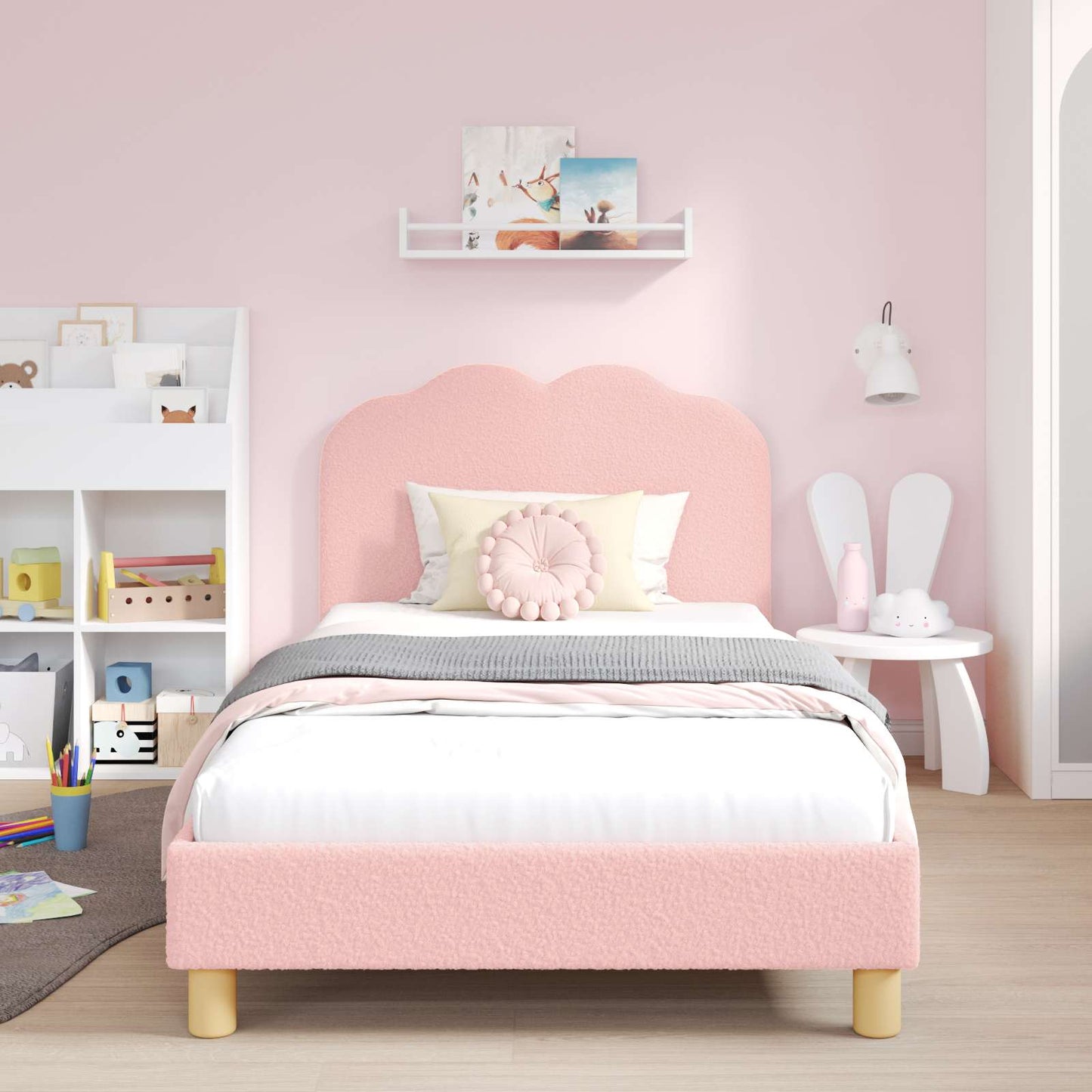 Struttura letto bambini con testata Rosa 90 x 200 cm