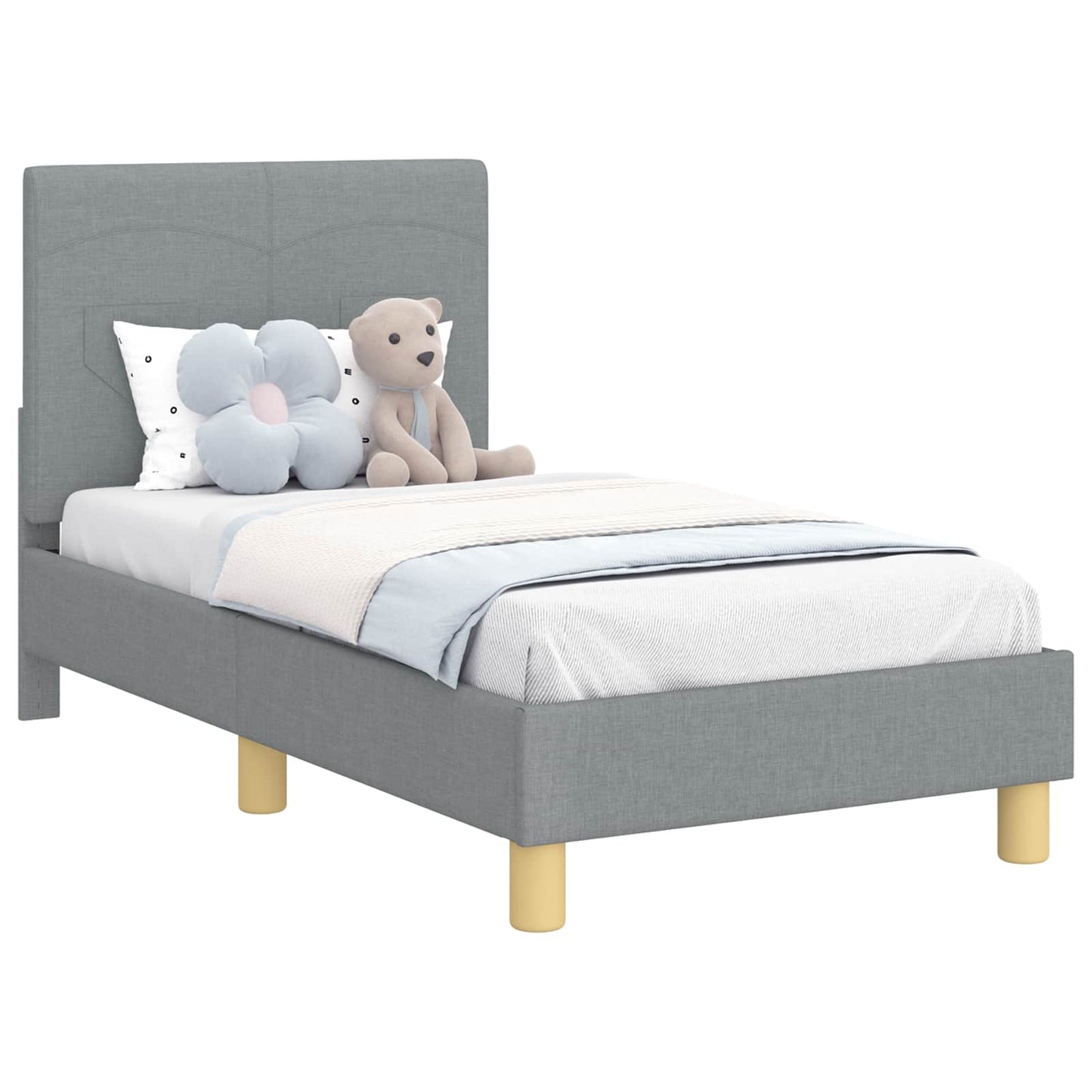 Struttura letto per bambini con testata Grigio chiaro Tessuto