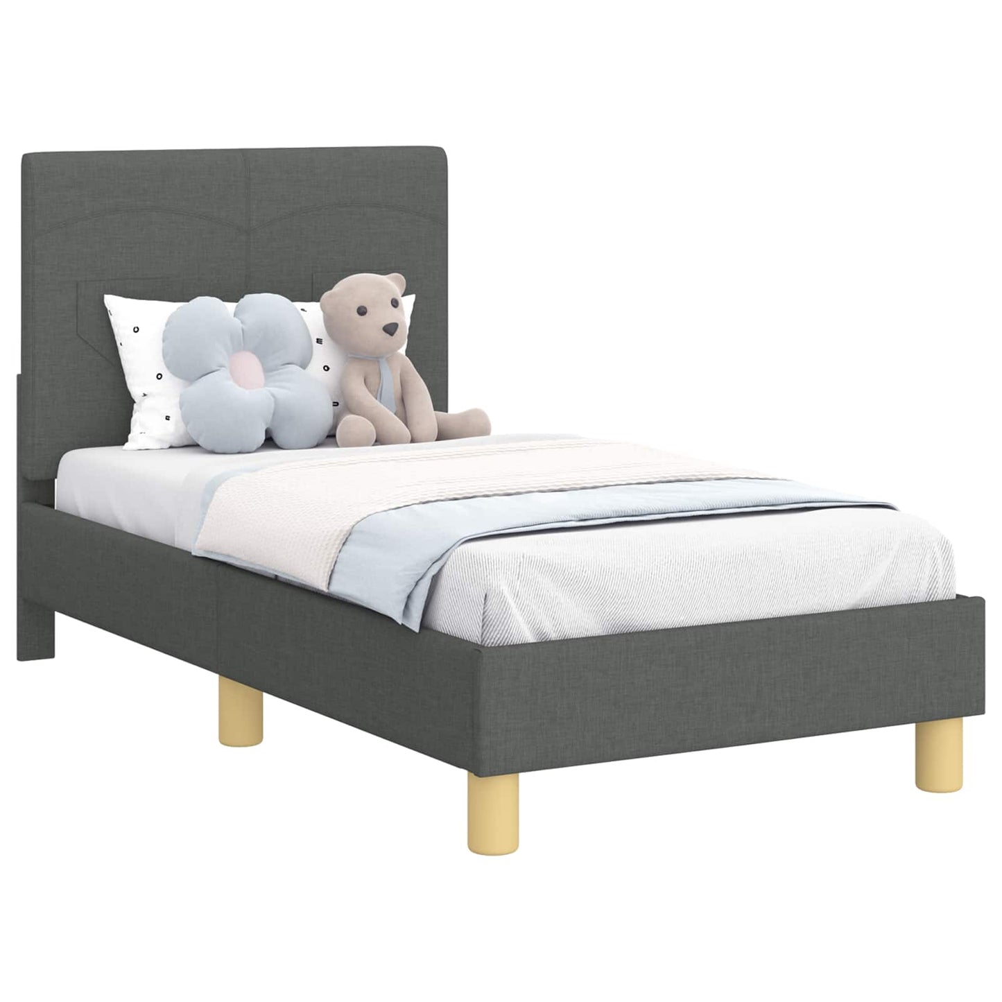 Struttura letto per bambini con testata Grigio scuro Tessuto