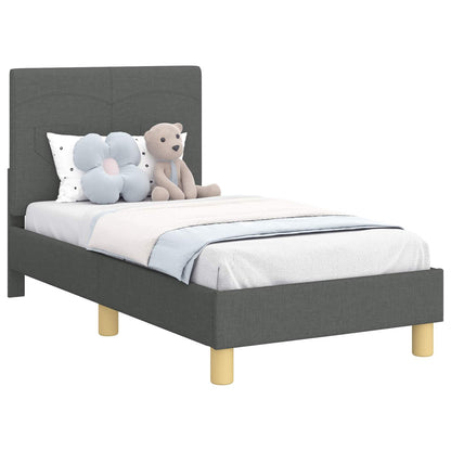 Struttura letto per bambini con testata Grigio scuro Tessuto