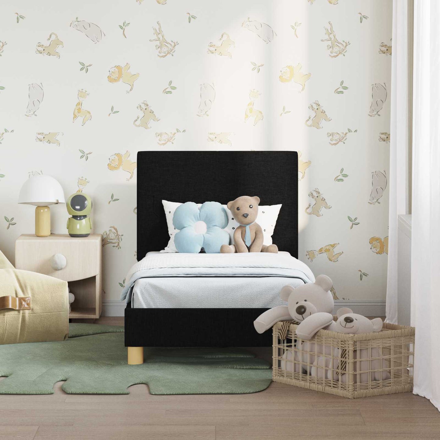 Struttura letto per bambini con testata Nero 70 x 140 cm