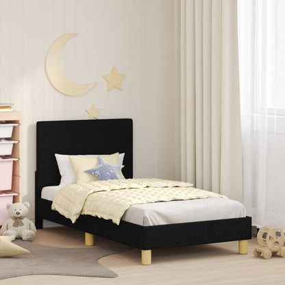 Struttura letto bambini con testata Nero 80 x 160 cm Tessuto