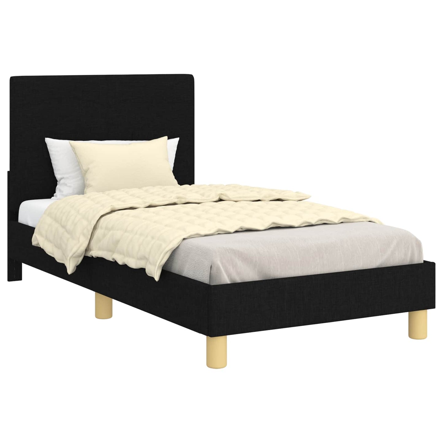 Struttura letto bambini con testata Nero 80 x 160 cm Tessuto