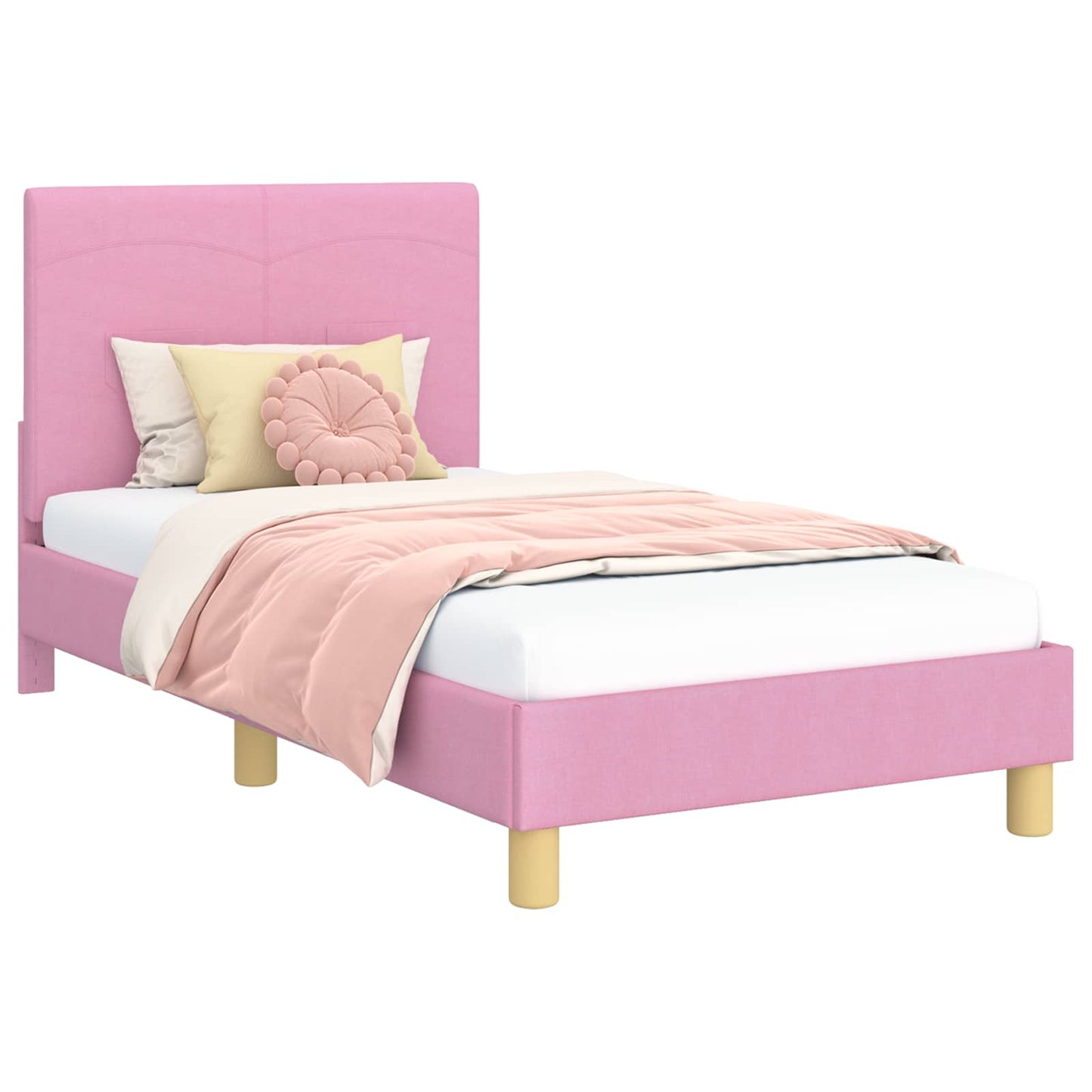Struttura letto bambini con testata Rosa 80 x 160 cm Tessuto