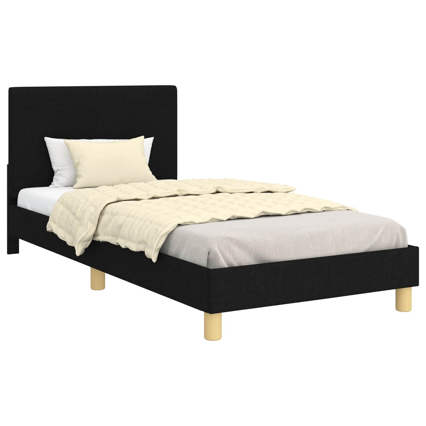 Struttura letto bambini con testata Nero 80 x 200 cm Tessuto