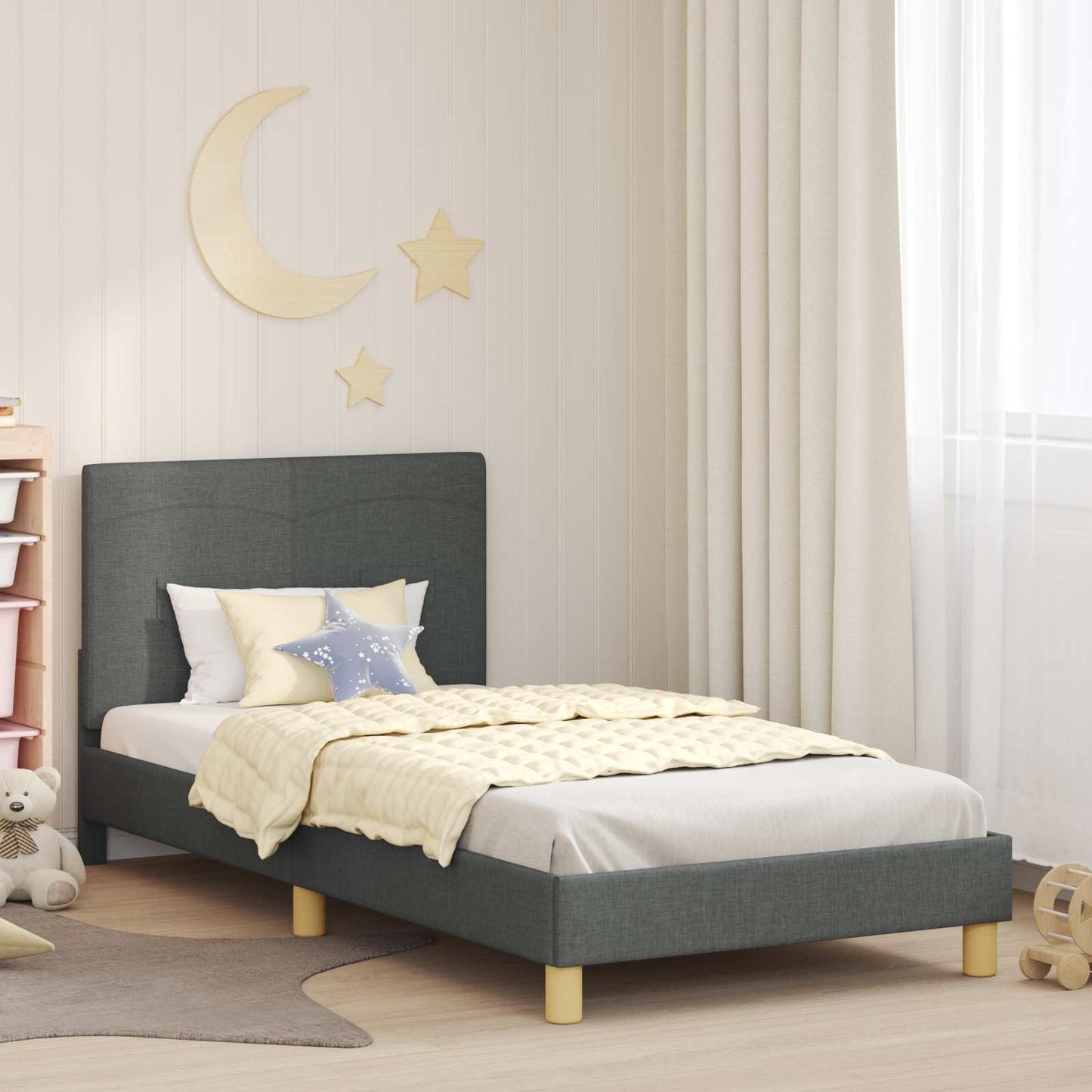 Struttura letto bambini con testata Grigio scuro 90 x 190 cm