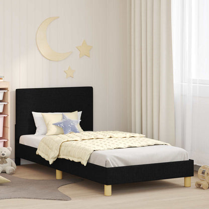 Struttura letto bambini con testata Nero 90 x 190 cm Tessuto