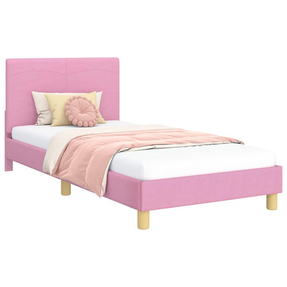 Struttura letto bambini con testata Rosa 90 x 200 cm Tessuto