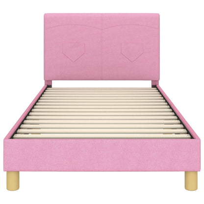 Struttura letto bambini con testata Rosa 90 x 200 cm Tessuto