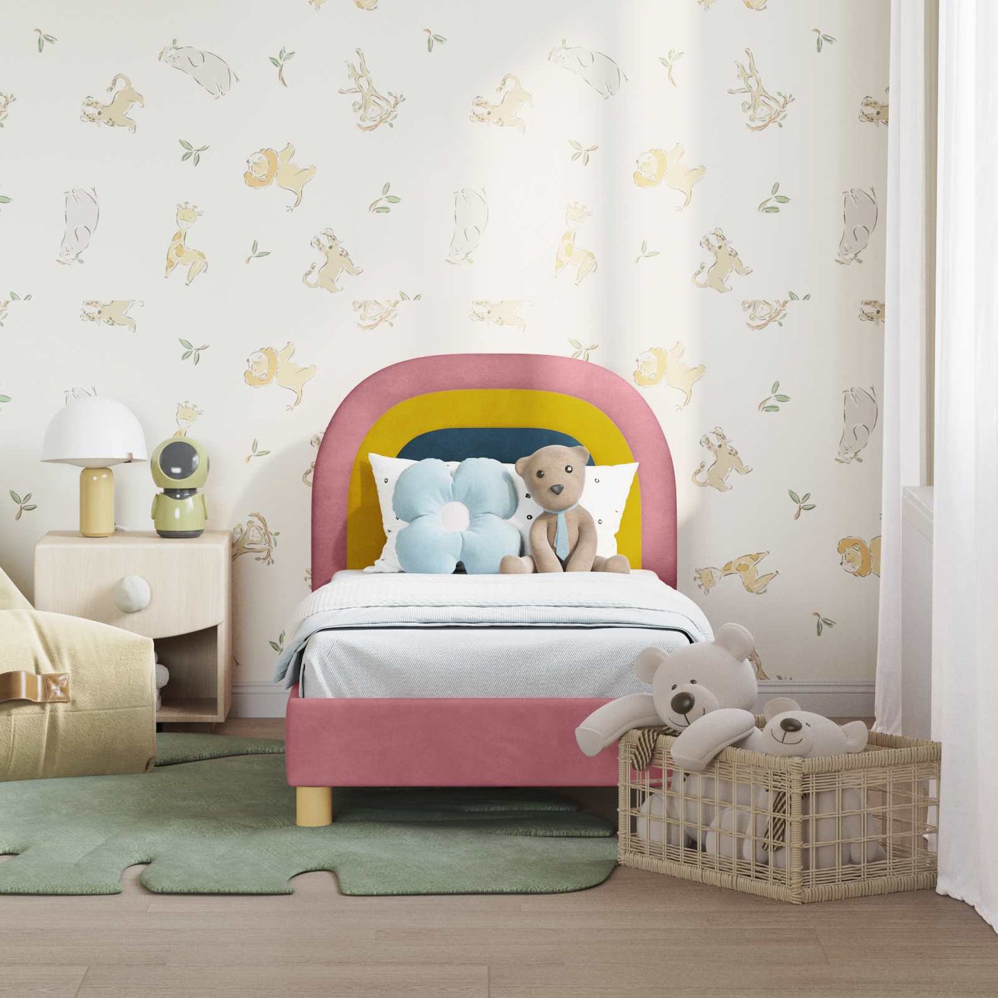 Struttura letto per bambini con testata Rosa 70 x 140 cm