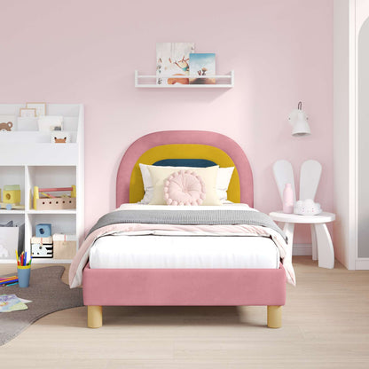 Struttura letto bambini con testata Rosa 80 x 160 cm Velluto