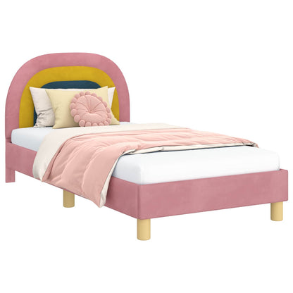 Struttura letto bambini con testata Rosa 80 x 160 cm Velluto