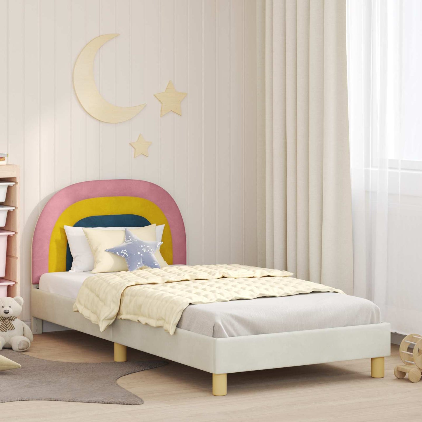 Struttura letto bambini con testata Crema 80 x 200 cm Velluto