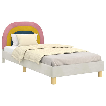 Struttura letto bambini con testata Crema 90 x 190 cm Velluto