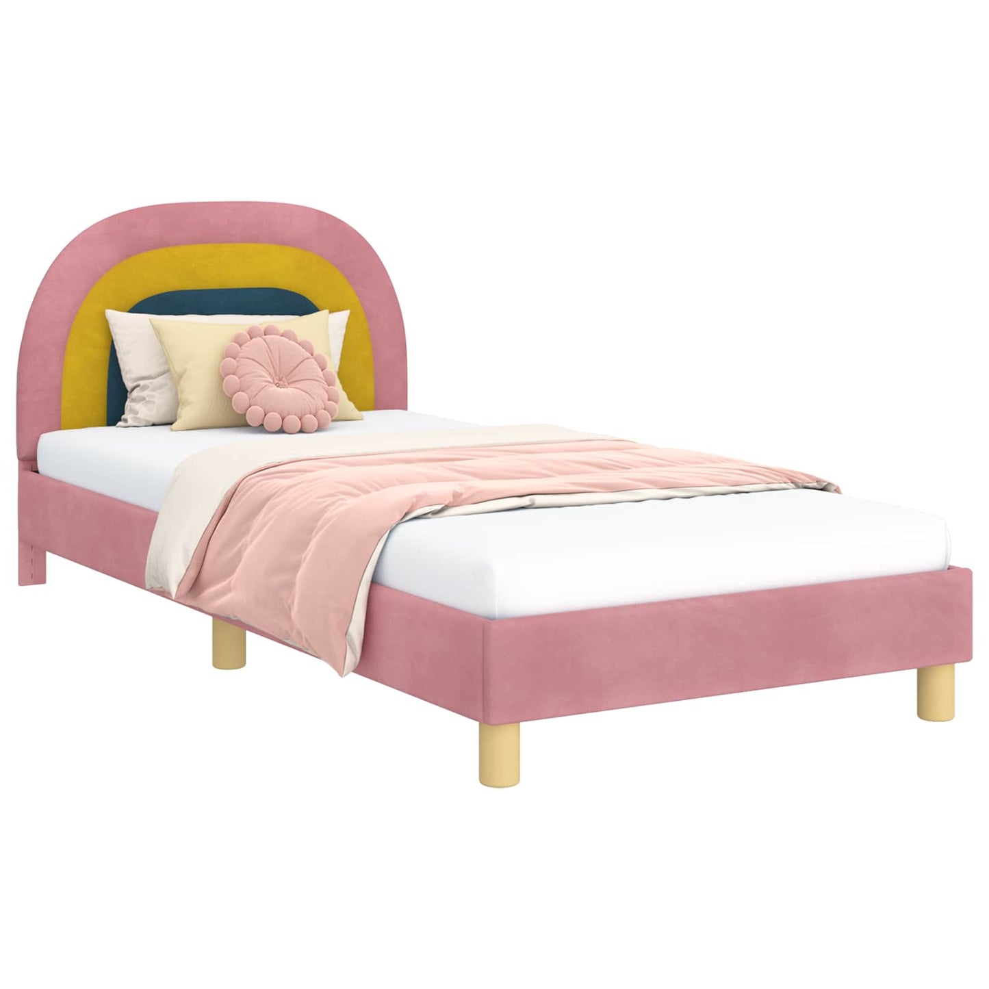 Struttura letto bambini con testata Rosa 90 x 190 cm Velluto