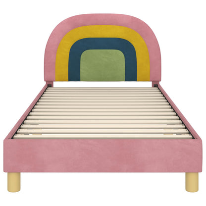 Struttura letto bambini con testata Rosa 90 x 190 cm Velluto