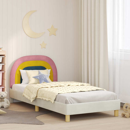 Struttura letto bambini con testata Crema 90 x 200 cm Velluto