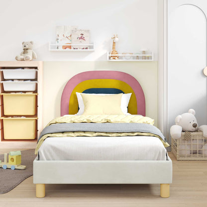 Struttura letto bambini con testata Crema 90 x 200 cm Velluto