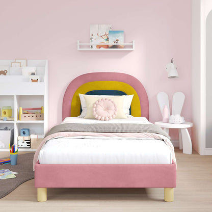 Struttura letto bambini con testata Rosa 90 x 200 cm Velluto