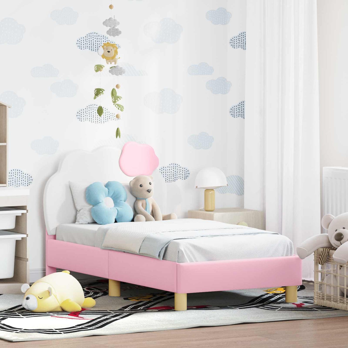 Struttura letto per bambini con testata Rosa 70 x 140 cm PU