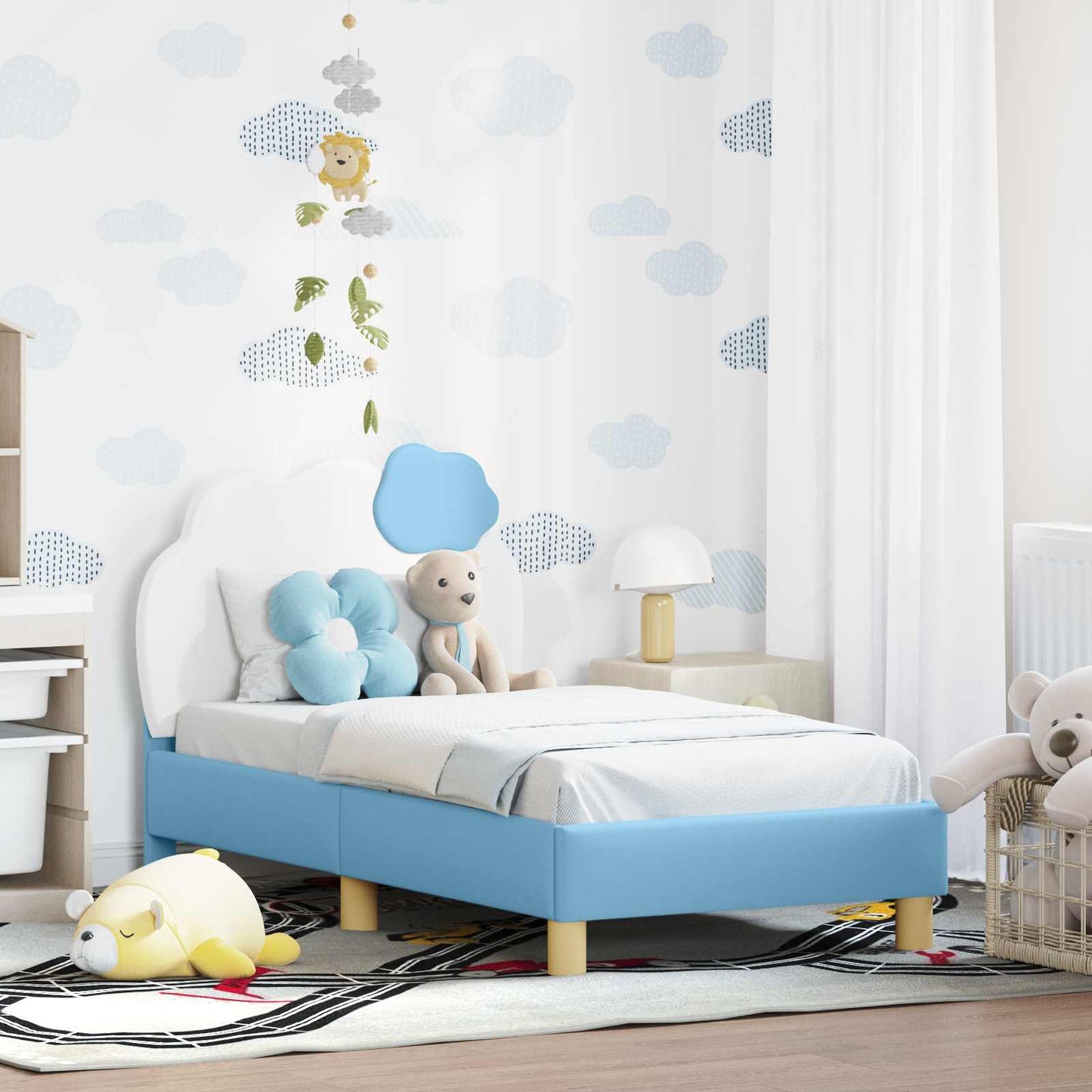 Struttura letto per bambini con testata Blu 70 x 140 cm PU
