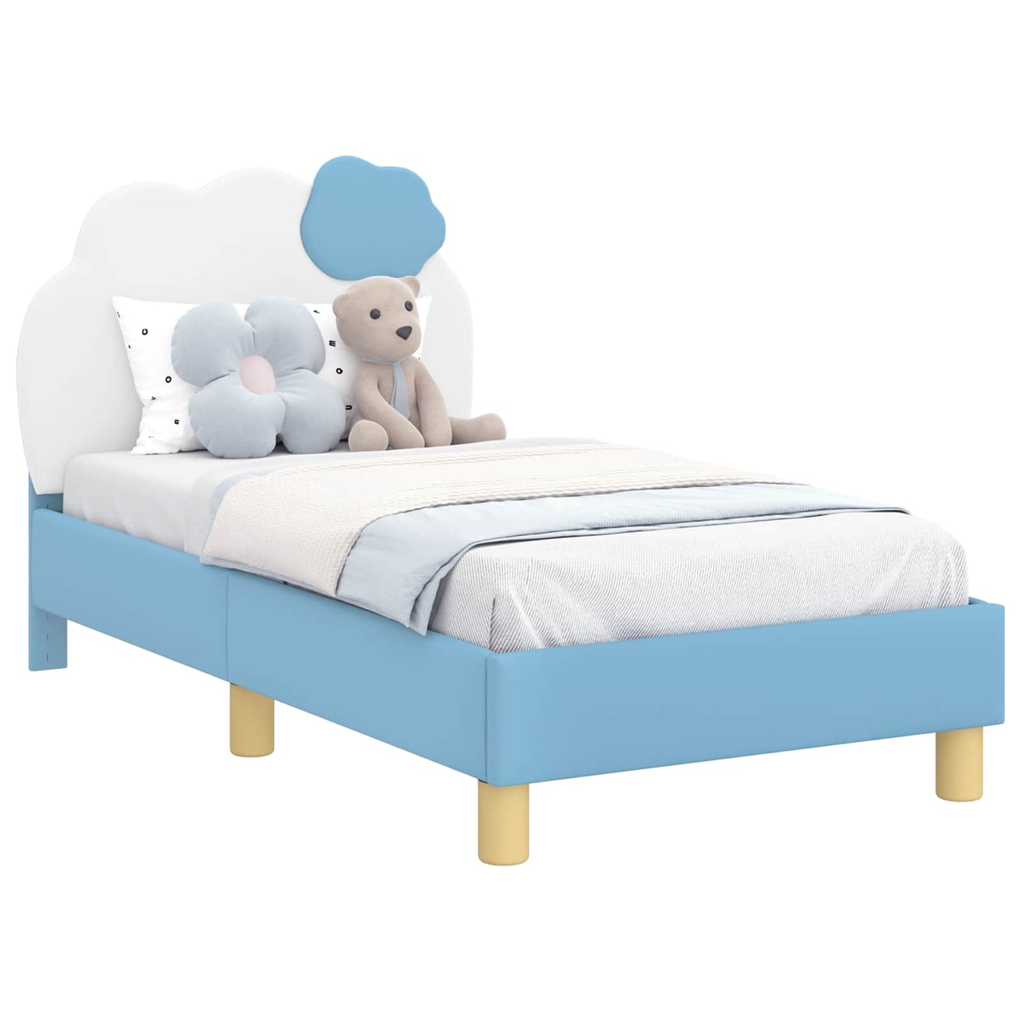Struttura letto per bambini con testata Blu 70 x 140 cm PU