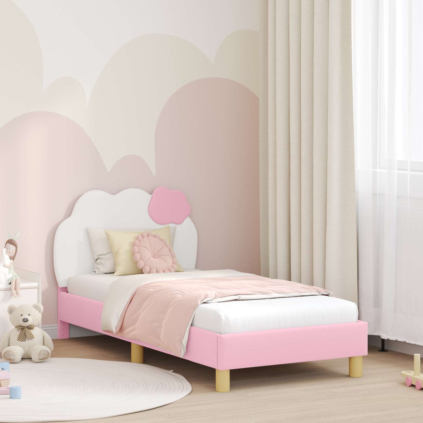 Struttura letto bambini con testata Rosa 80 x 160 cm PU