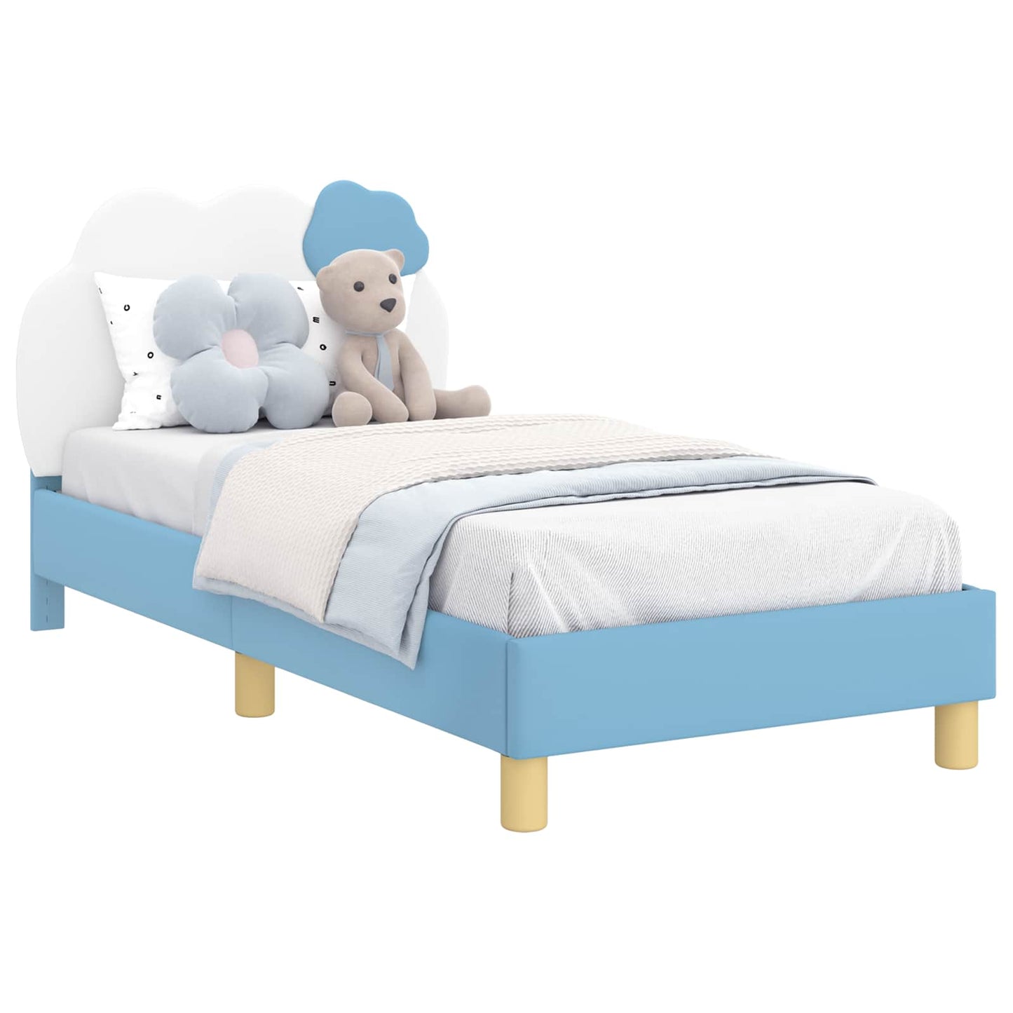 Struttura letto bambini con testata Blu 80 x 160 cm PU