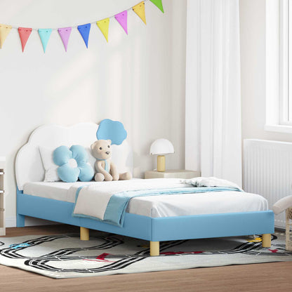 Struttura letto bambini con testata Blu 90 x 190 cm PU