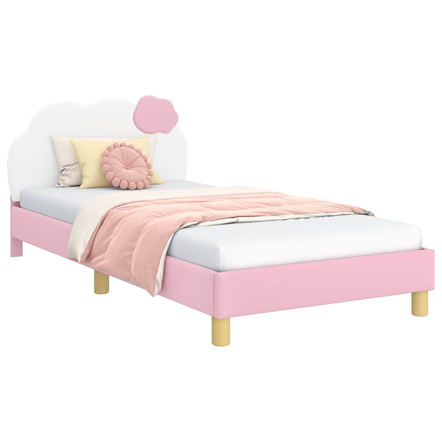Struttura letto bambini con testata Rosa 90 x 200 cm PU