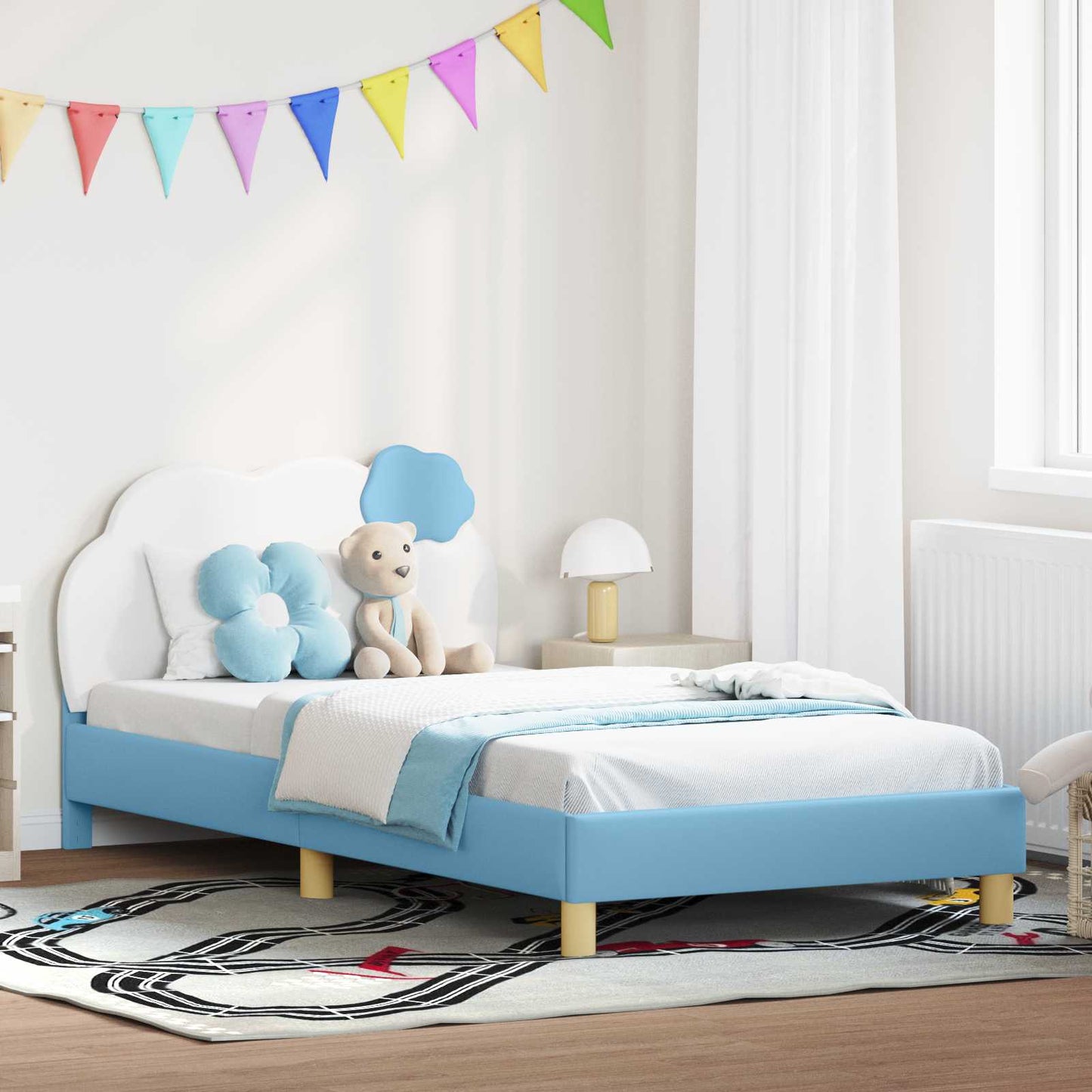 Struttura letto bambini con testata Blu 90 x 200 cm PU