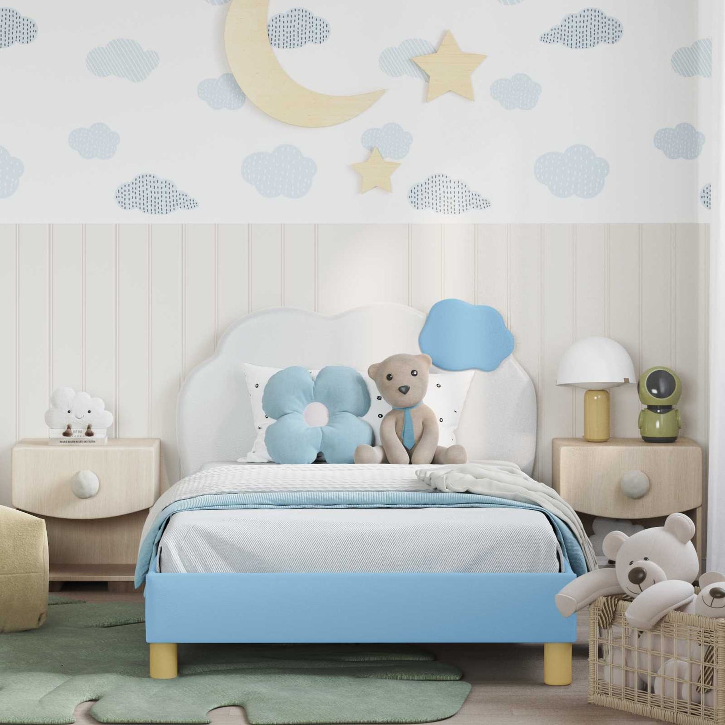 Struttura letto bambini con testata Blu 90 x 200 cm PU