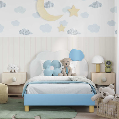 Struttura letto bambini con testata Blu 90 x 200 cm PU