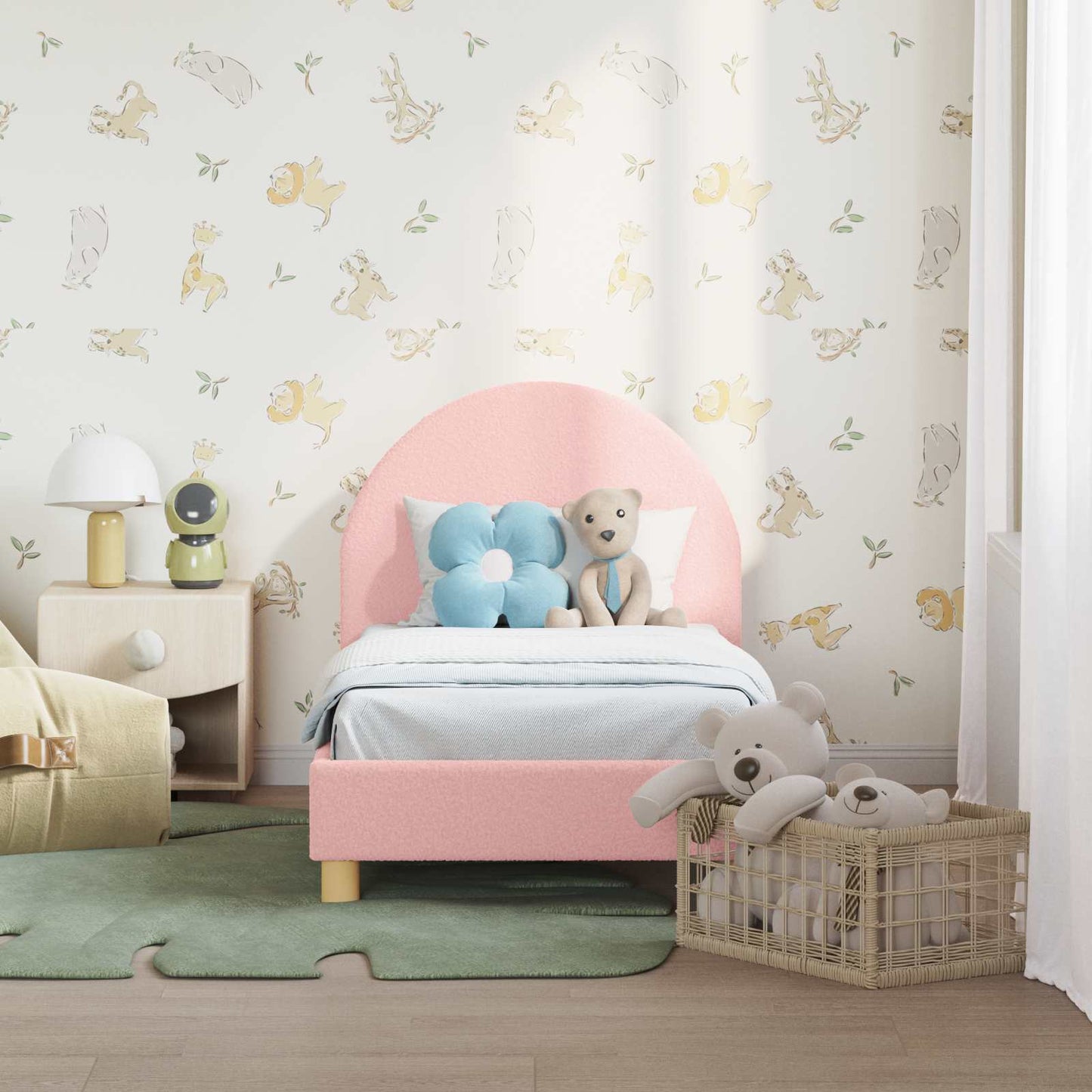 Struttura letto per bambini con testata Rosa 70 x 140 cm
