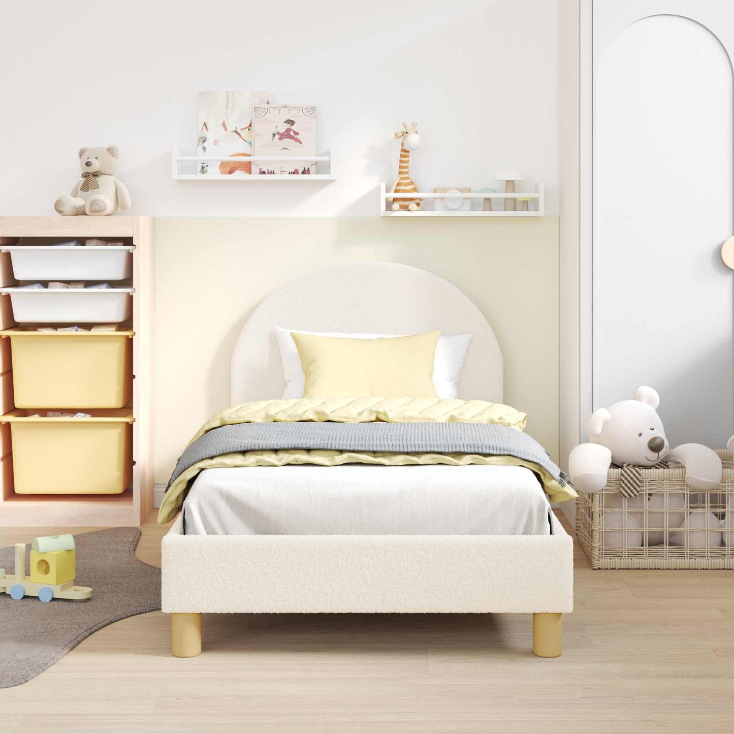 Struttura letto bambini con testata Crema 80 x 160 cm