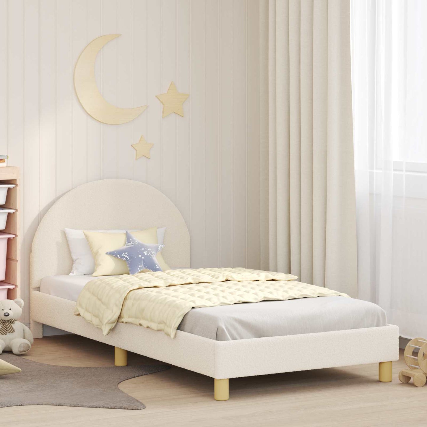 Struttura letto bambini con testata Crema 90 x 190 cm