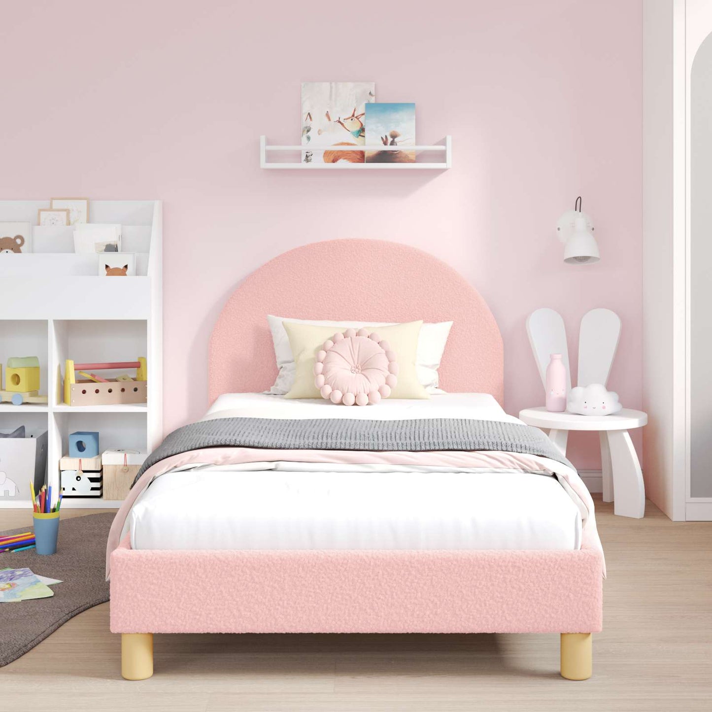 Struttura letto bambini con testata Rosa 90 x 200 cm