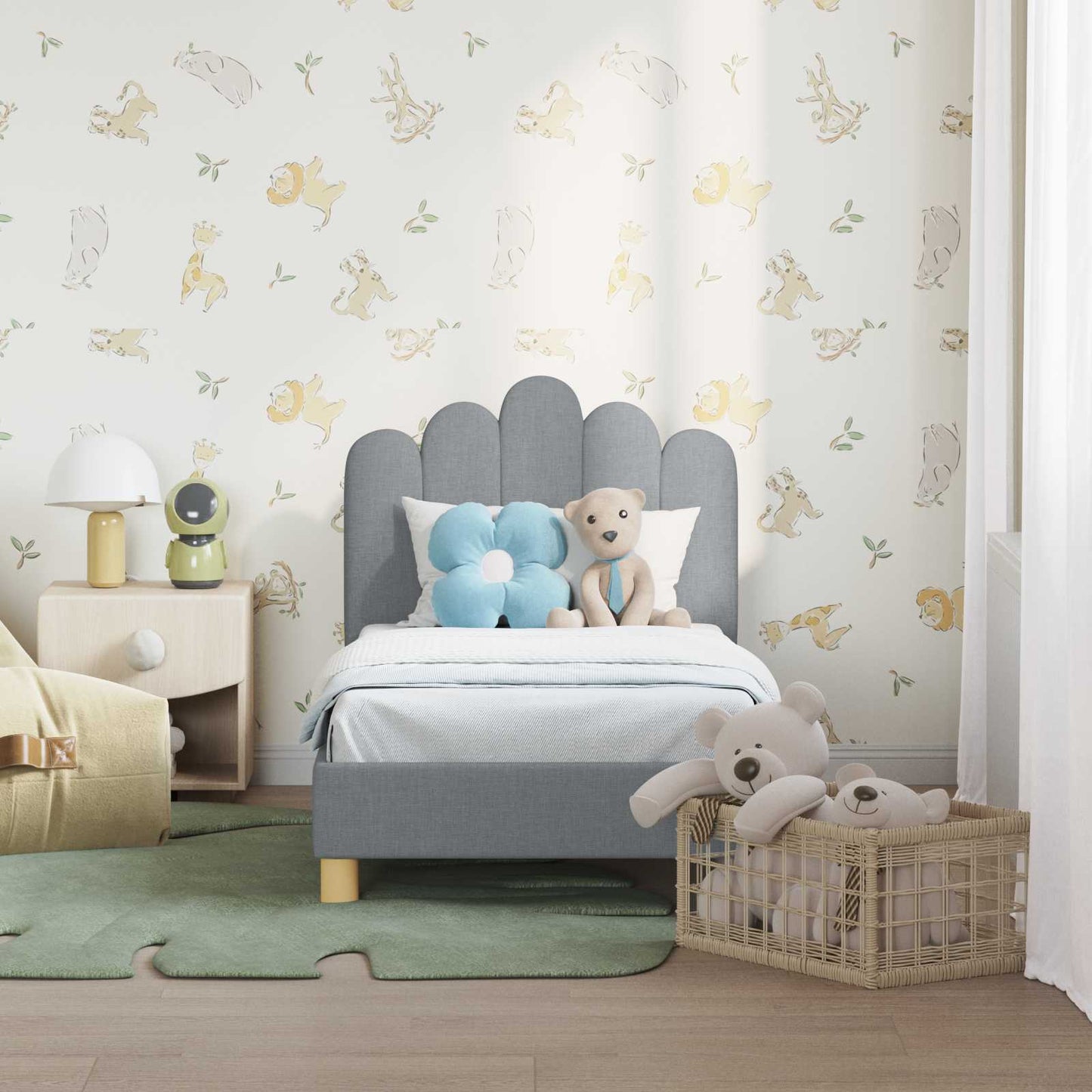 Struttura letto per bambini con testata Grigio chiaro Tessuto