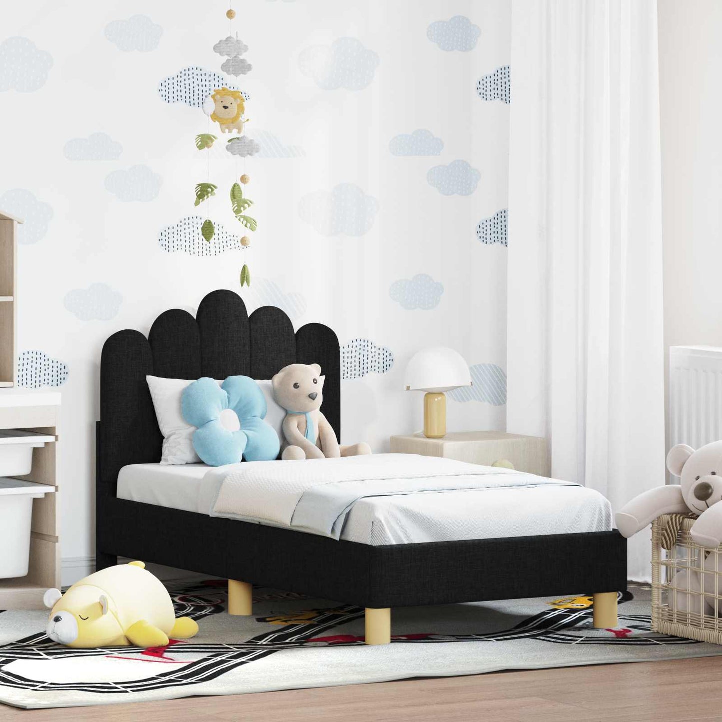 Struttura letto per bambini con testata Nero 70 x 140 cm